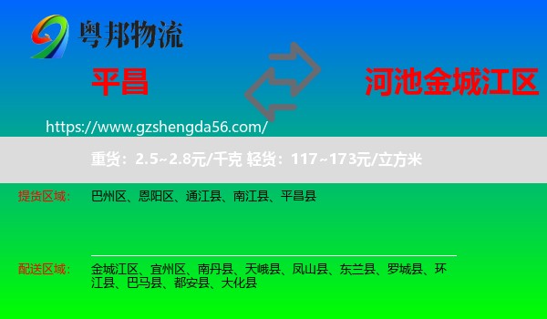 平昌县到金城江区物流专线