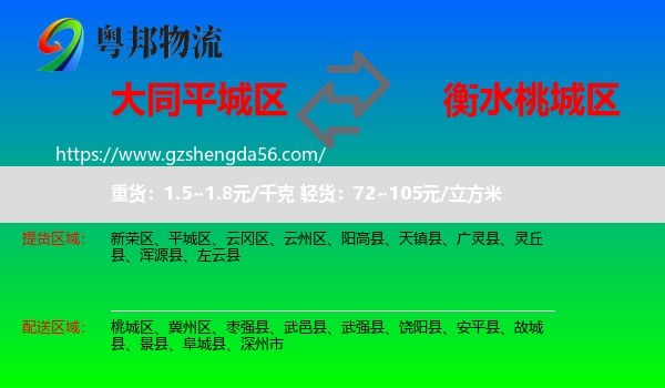 平城区到桃城区物流专线