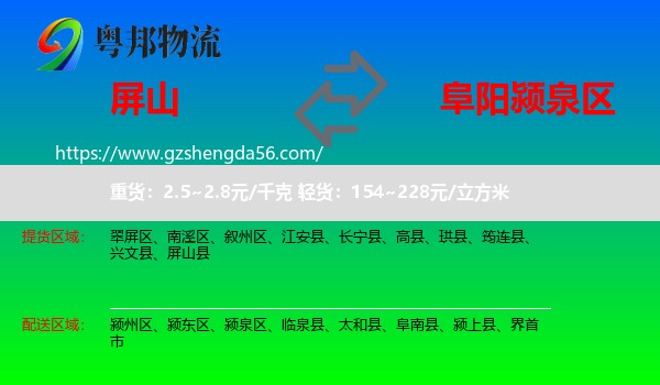 屏山县到颍泉区物流专线