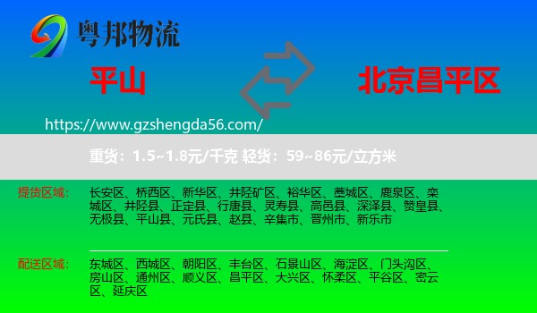 平山县到昌平区物流专线