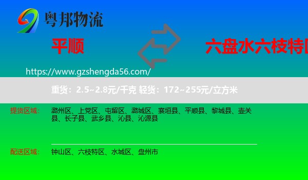 平顺县到六枝特区物流专线