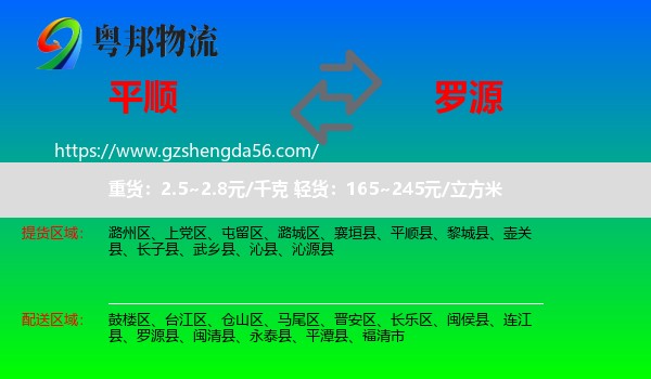 平顺县到罗源县物流专线