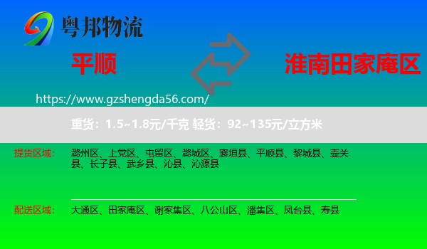 平顺县到田家庵区物流专线