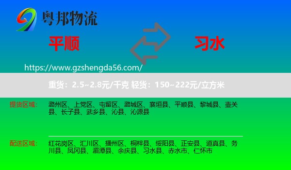 平顺县到习水县物流专线