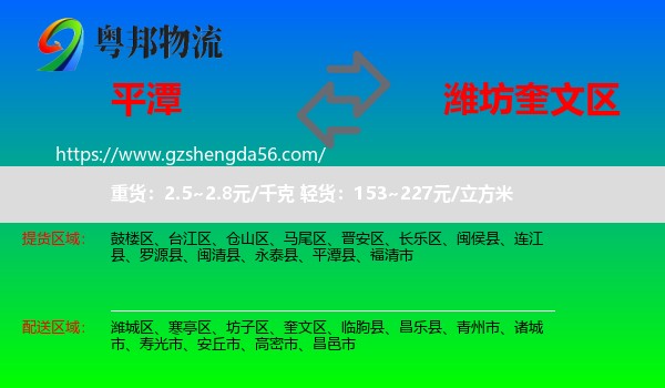 平潭县到奎文区物流专线