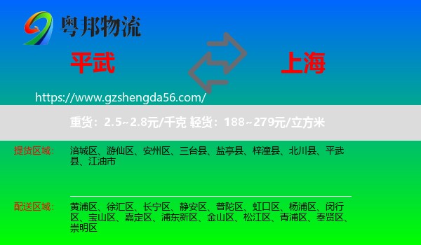 平武县到上海专线