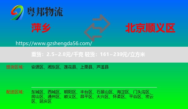 萍乡到顺义区物流
