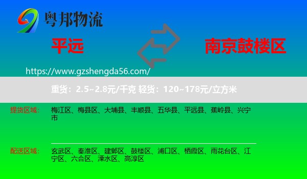 平远县到鼓楼区物流专线