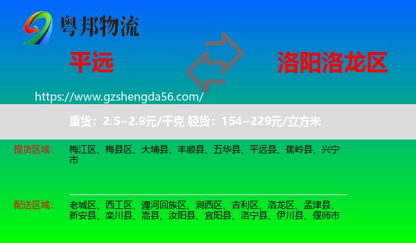 平远县到洛龙区物流专线