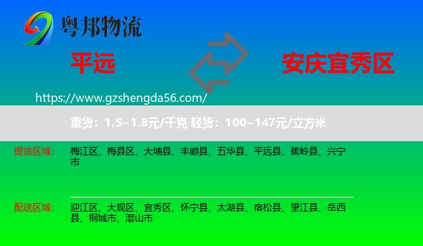 平远县到宜秀区物流专线