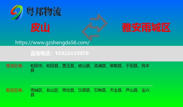皮山县到雨城区物流专线
