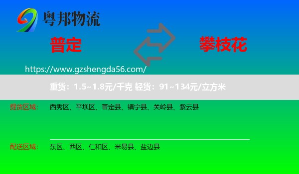 普定县到攀枝花物流