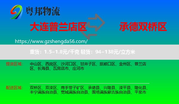 普兰店区到双桥区物流专线