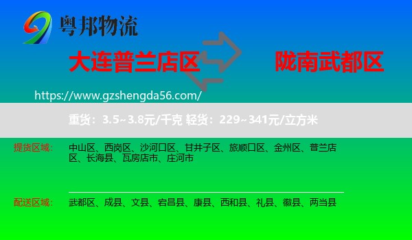 普兰店区到武都区物流专线