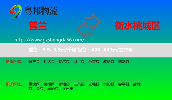 普兰县到桃城区物流专线