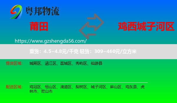 莆田到城子河区物流专线