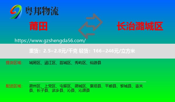 莆田到潞城区物流专线