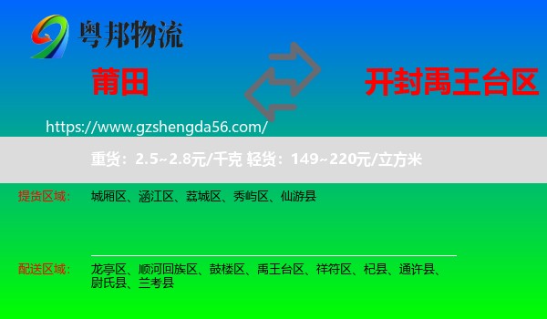 莆田到禹王台区物流专线