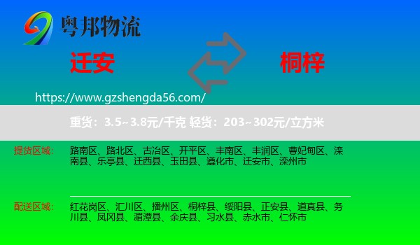 迁安市到桐梓县物流专线