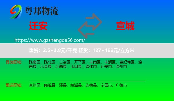 迁安市到宣城物流