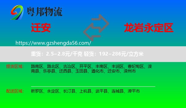 迁安市到永定区物流专线
