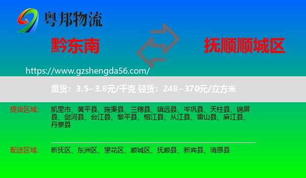 黔东南到顺城区物流专线