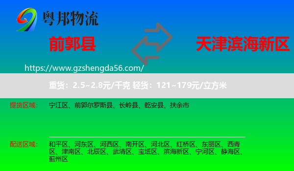 前郭尔罗斯县到滨海新区物流专线
