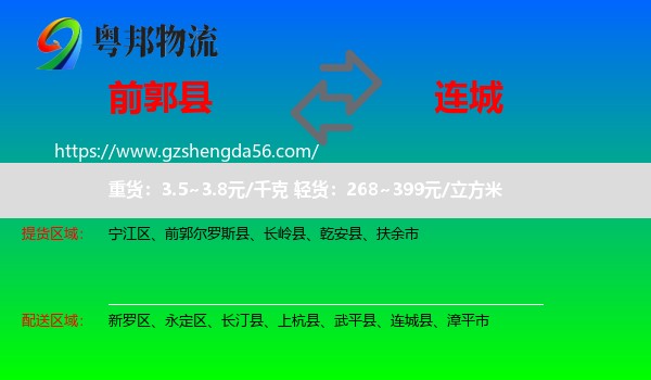 前郭尔罗斯县到连城县物流专线