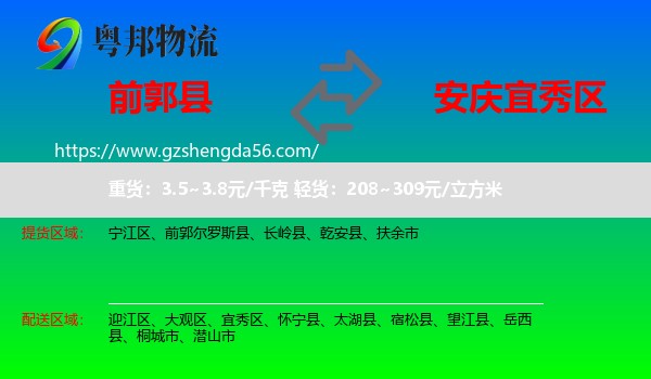 前郭尔罗斯县到宜秀区物流专线