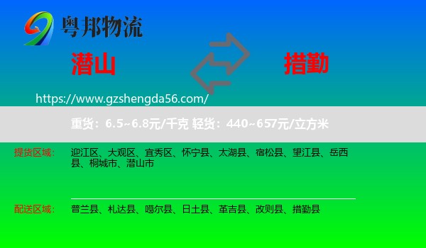 潜山市到措勤县物流专线