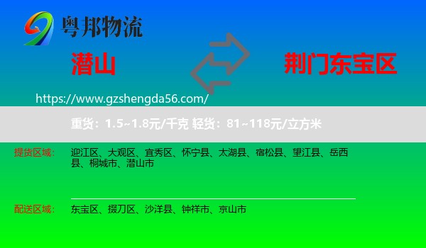 潜山市到东宝区物流专线
