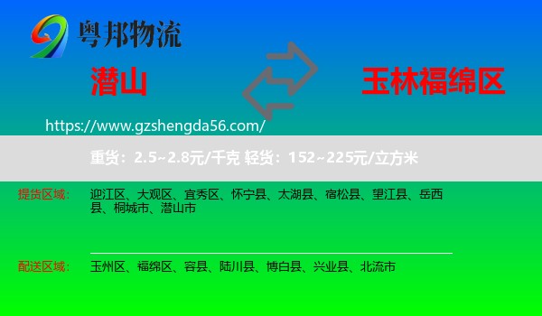潜山市到福绵区物流专线