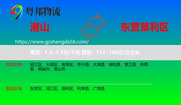 潜山市到垦利区物流专线