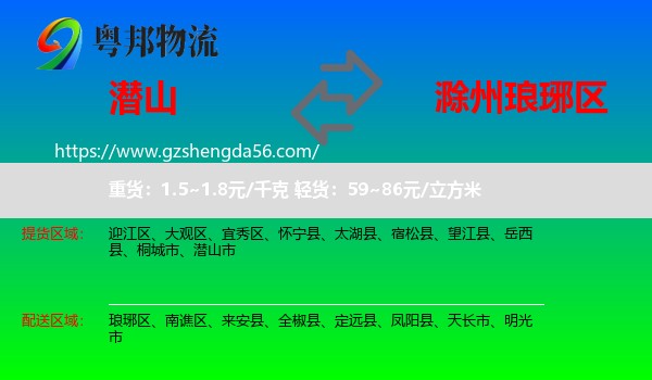 潜山市到琅琊区物流专线