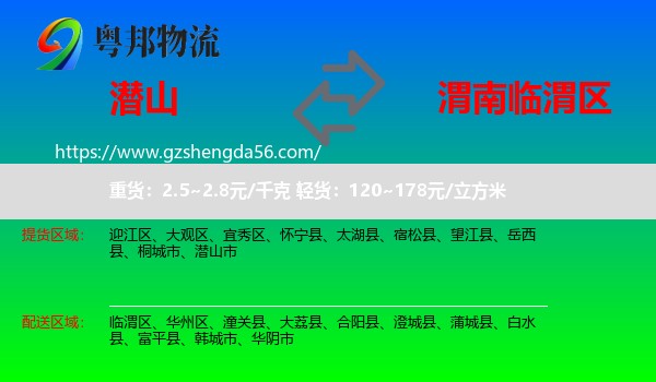 潜山市到临渭区物流专线