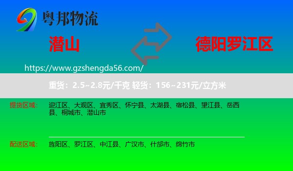 潜山市到罗江区物流专线