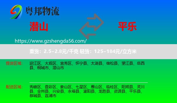 潜山市到平乐县物流专线