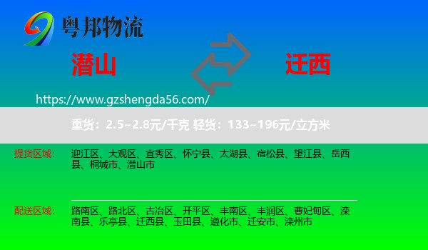 潜山市到迁西县物流专线