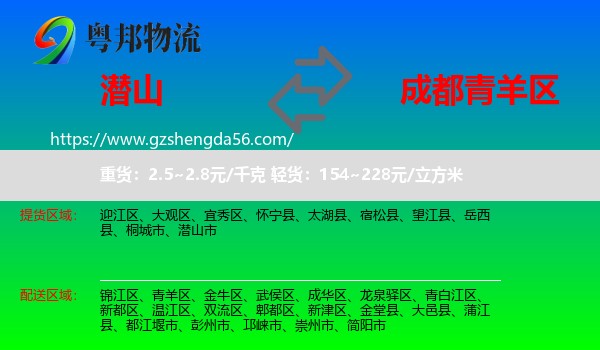 潜山市到青羊区物流专线
