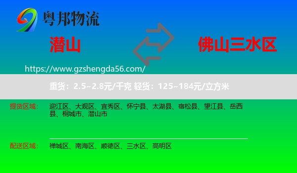 潜山市到三水区物流专线