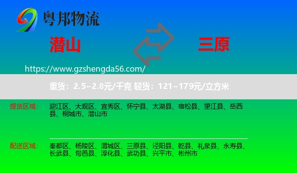 潜山市到三原县物流专线