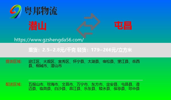 潜山市到屯昌县物流专线
