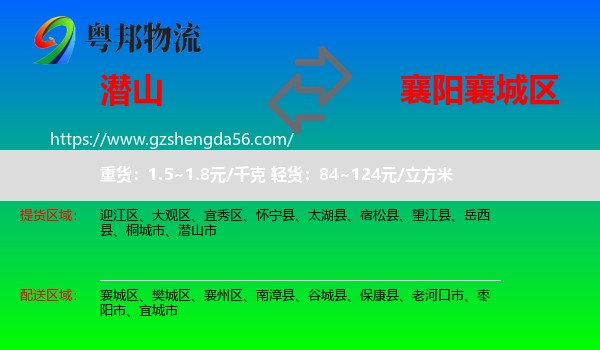 潜山市到襄城区物流专线