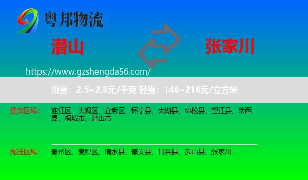 潜山市到张家川物流专线