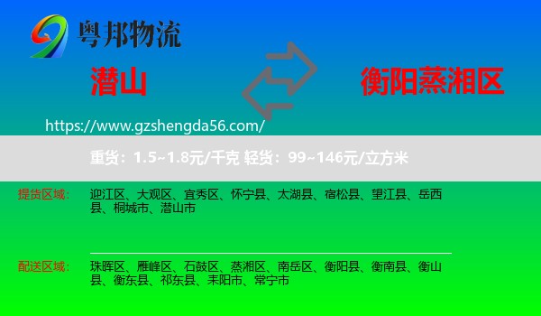 潜山市到蒸湘区物流专线