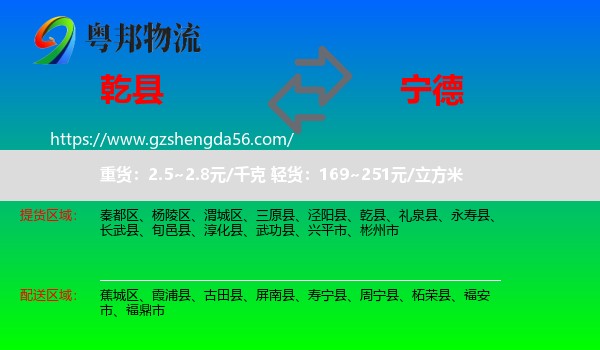 乾县到宁德物流专线