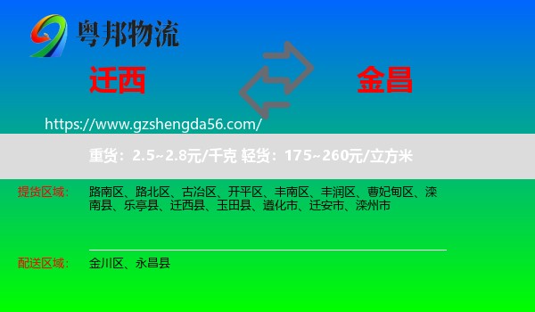 迁西县到金昌物流专线