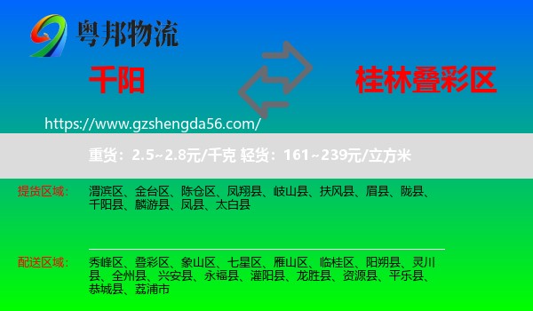 千阳县到叠彩区物流专线