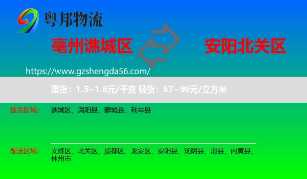 谯城区到北关区物流专线