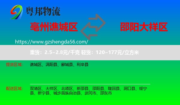 谯城区到大祥区物流专线